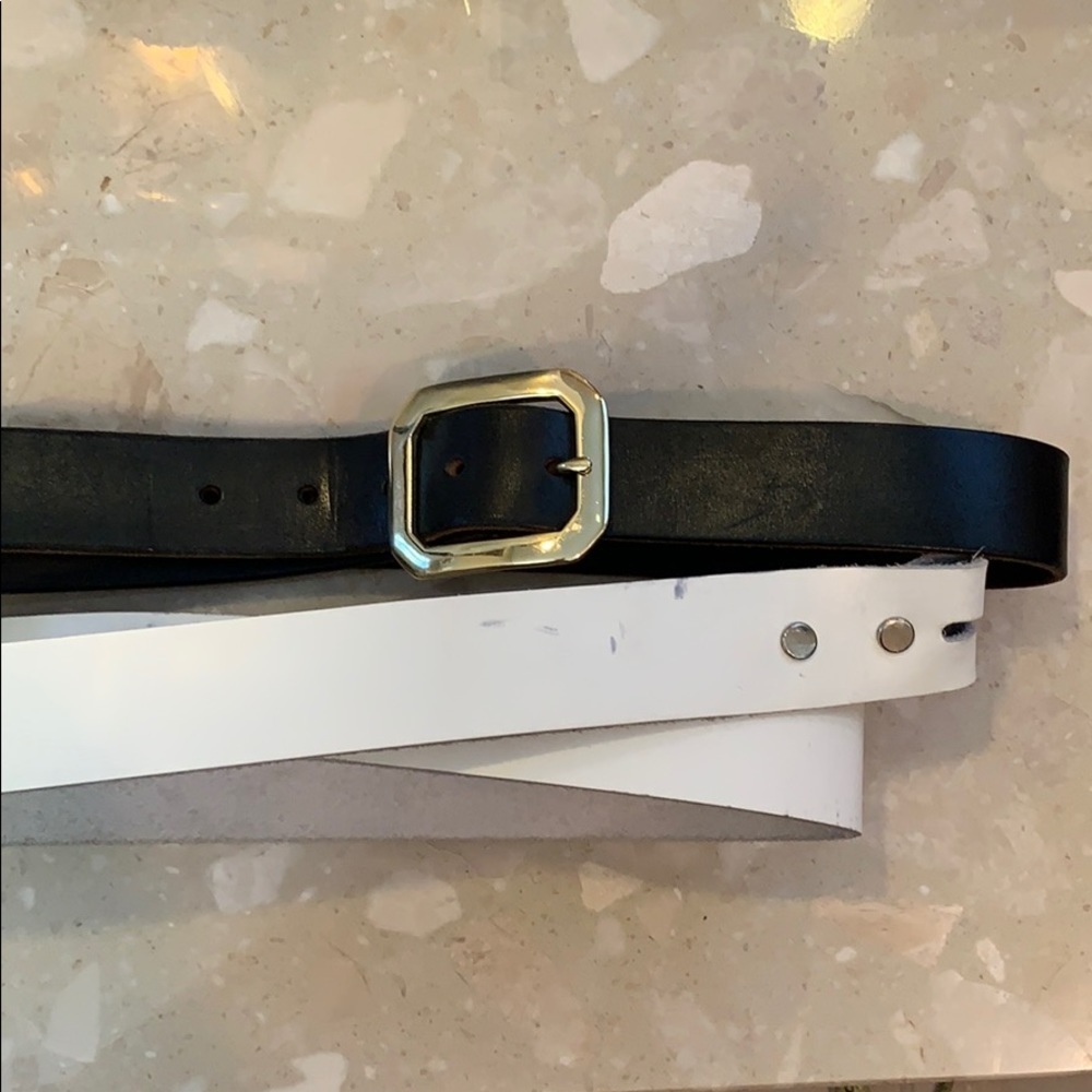 Black and white leather belts
